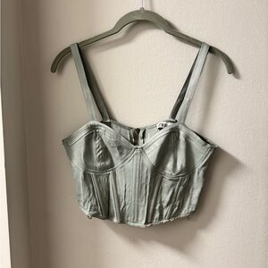 Zara Light Gray Corset Crop Top
